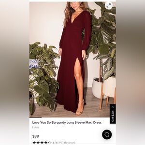 Lulus I love You So Burgundy Plus Size 1X Bridesmaid Mother Of The Bride Dress
